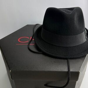 RETRO 7 Classic Vintage Black Wool Fedora Hat M/L